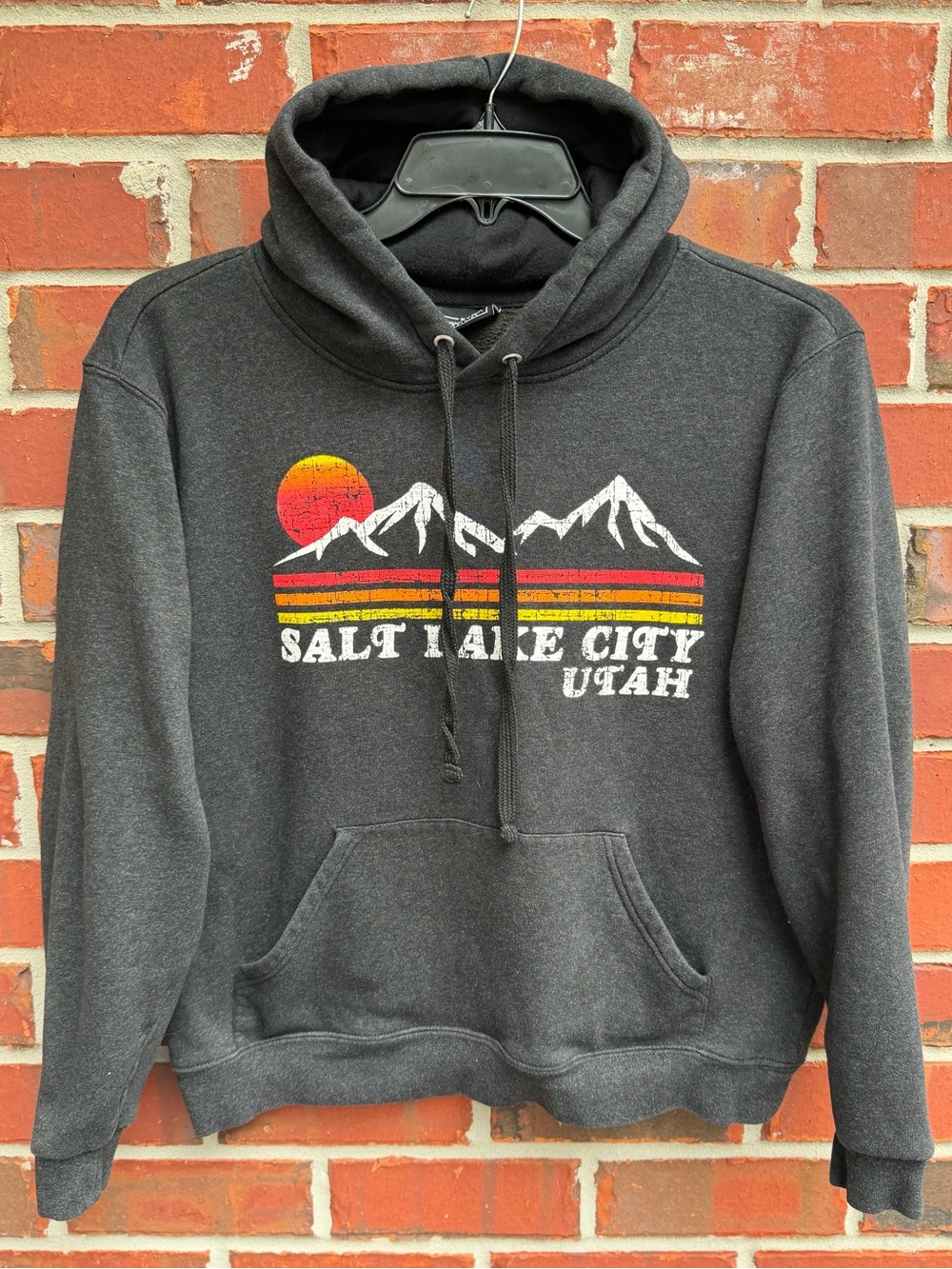 Lone Rock Clothing Salt Lake City Utah Charcoal Gray Sz M Graphic Hoodie P4